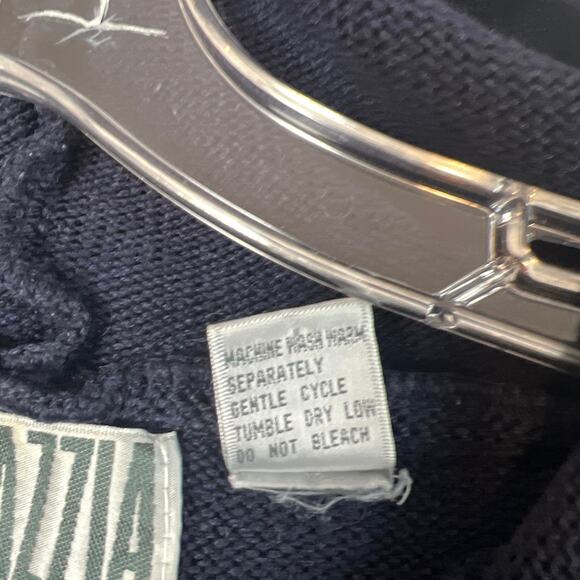 Vintage Tarazzia Womens Wool Blend Hoodie Navy Blue High Neck Size S Layering - Picture 8 of 8